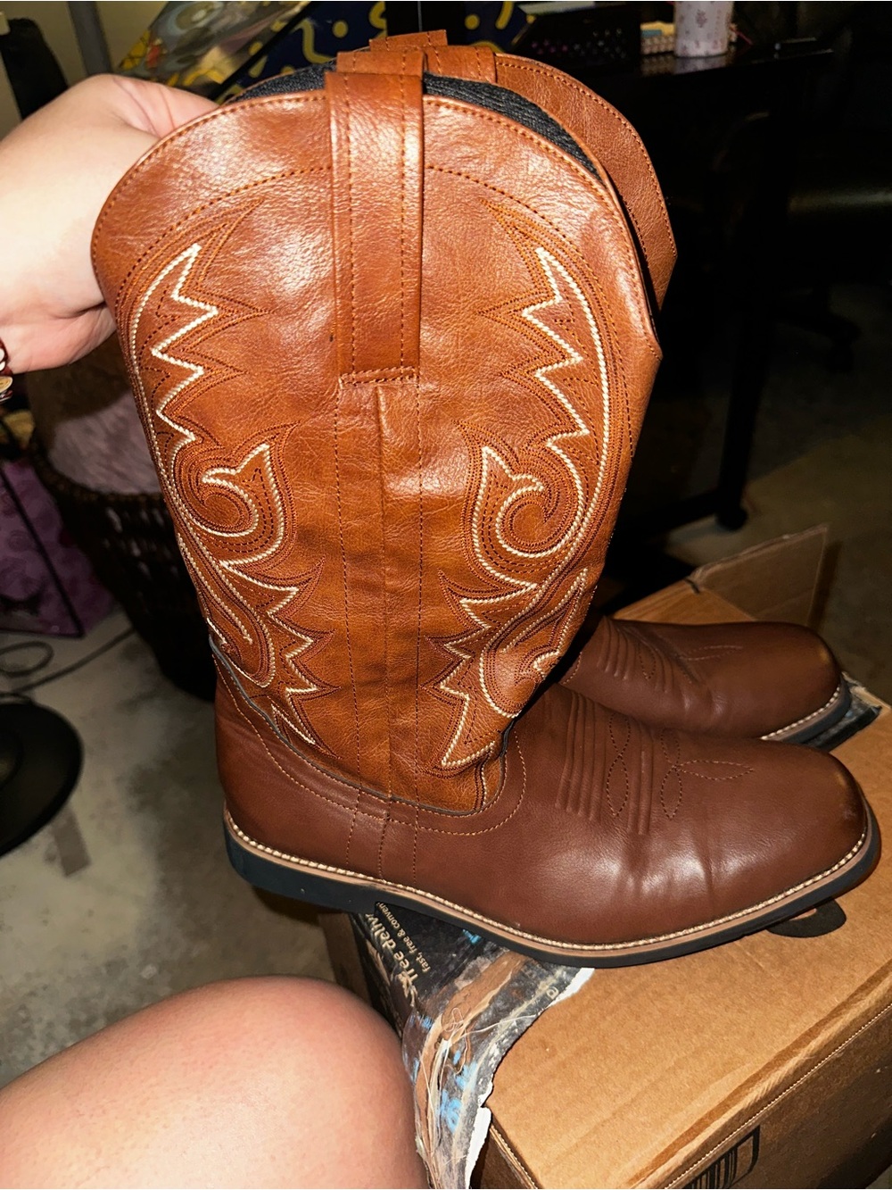 Western brown cowboy boots women size 11.5 / men's 9.5